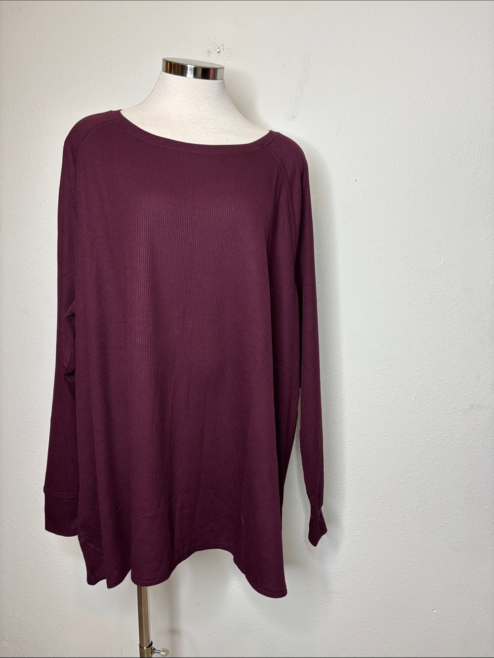 Belle by Kim Gravel Long Sleeve Waffle Top - Plum